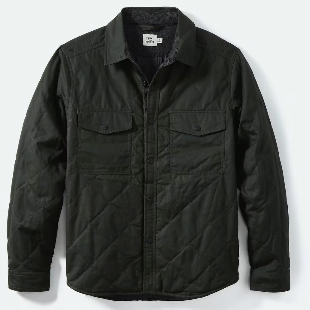 Flint and Tinder  Quilted Waxed Jacket in Dark Forest Size Medium